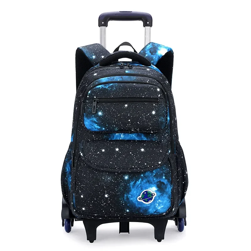 Student Shoulder Backpack with Wheels Waterproof Luggage Rolling Bags Detachable Wheeled Children Rolling School Bags