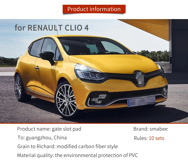 Tapis De Protection Pour Portières Renault Clio 4 (2013-2018) - Lot De 10 Pièces En Caoutchouc Antidérapant Rouge - 7