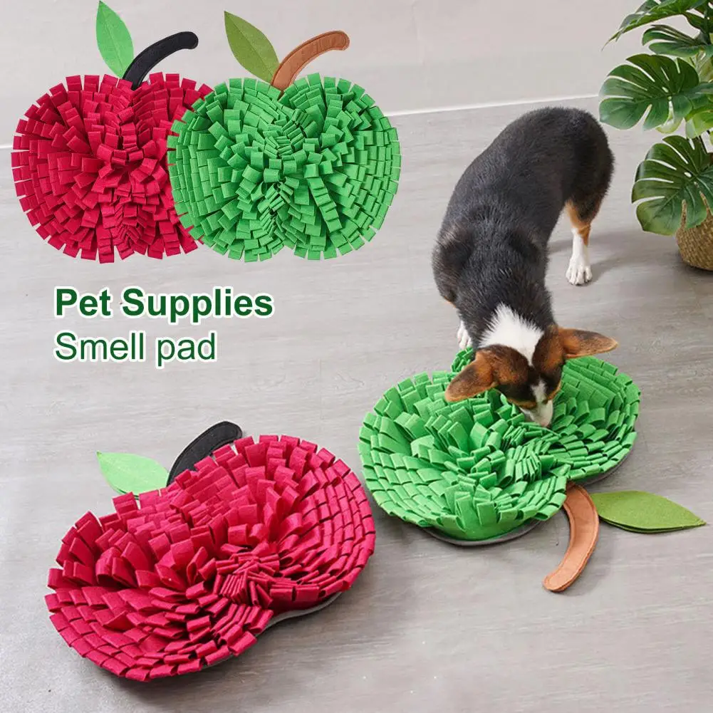 Pet Sniffing Pad Soft Pet Smell Mat Anti-slip Bottom Slow Food  Durable Cute Apple Shape Pet Dog Snuffle Mat Puzzle Toy