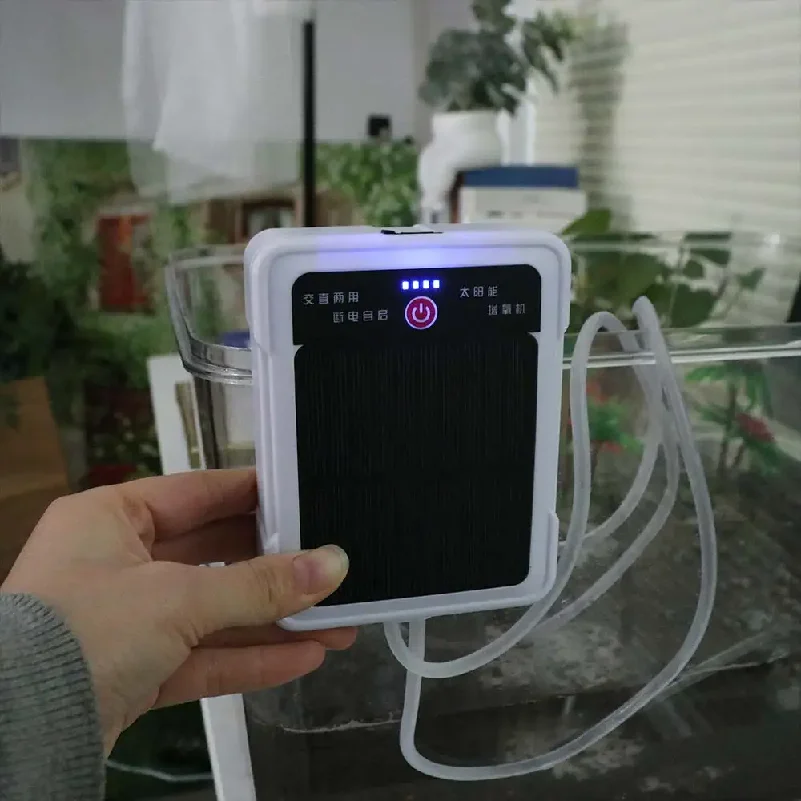 USB Rechargeable Solar Oxygen Pump Water Proof Automatic Portable Aerator 2-4L/min Ultra Silent Fish Tank Aerator Fish Tank