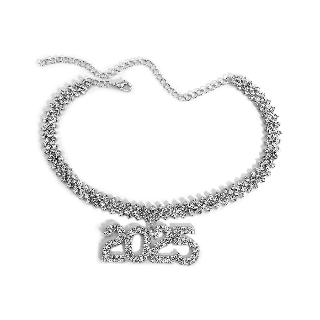 1pc Exaggerated Cuban Chain New Year Pendant Necklace 2025 Symbol Women\'s Fashion Punk Festival Accessories Tie Neck Short Neckl