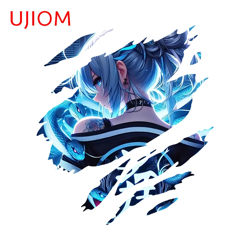 UJIOM Blue Anime Beauty Tattoos Delicate Wall Sticker Fashion Popular Creative Waterproof Graffiti Decal Veneer Sofa Wall Decor