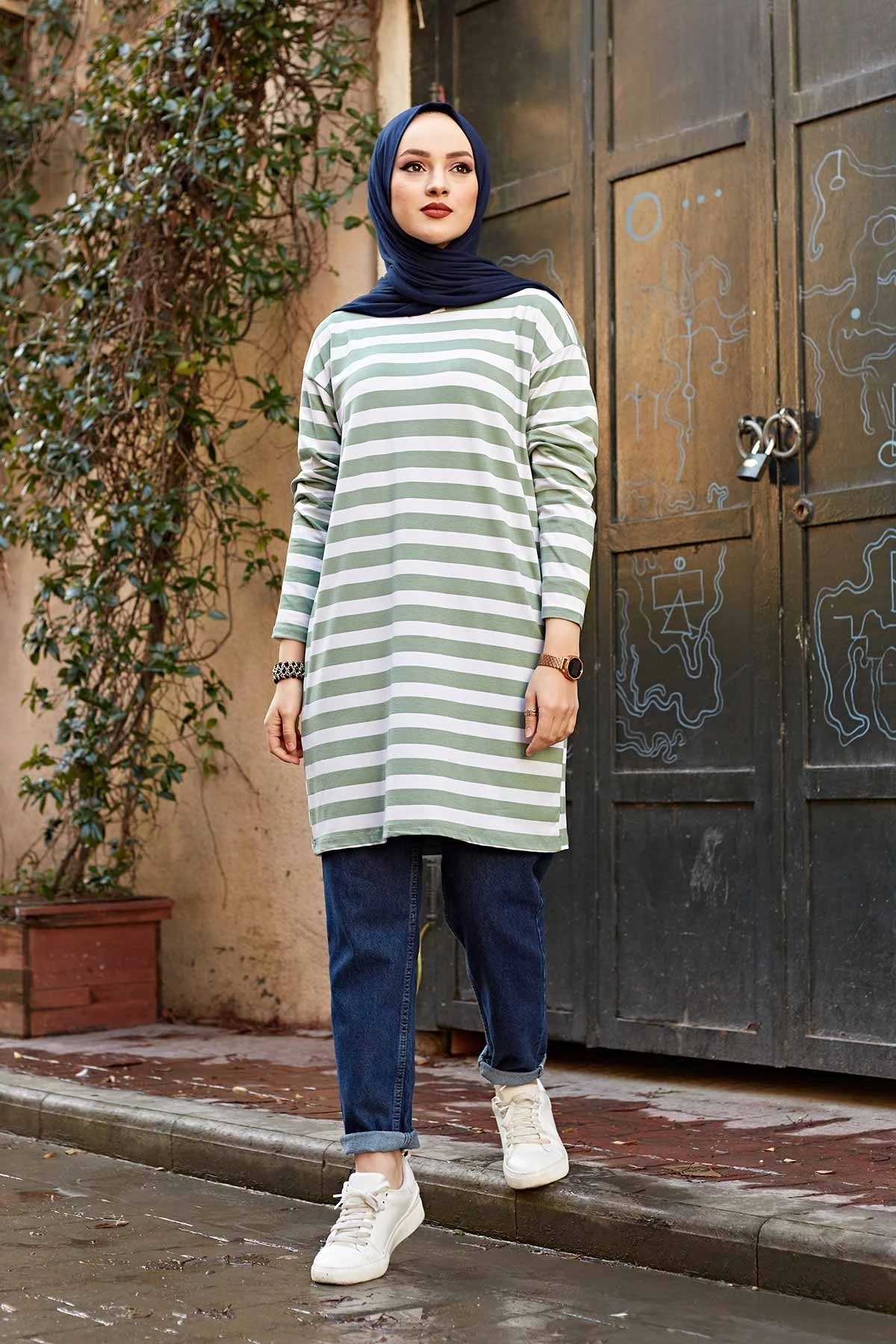 

Thick Stripe Basic Sweat NY Mint