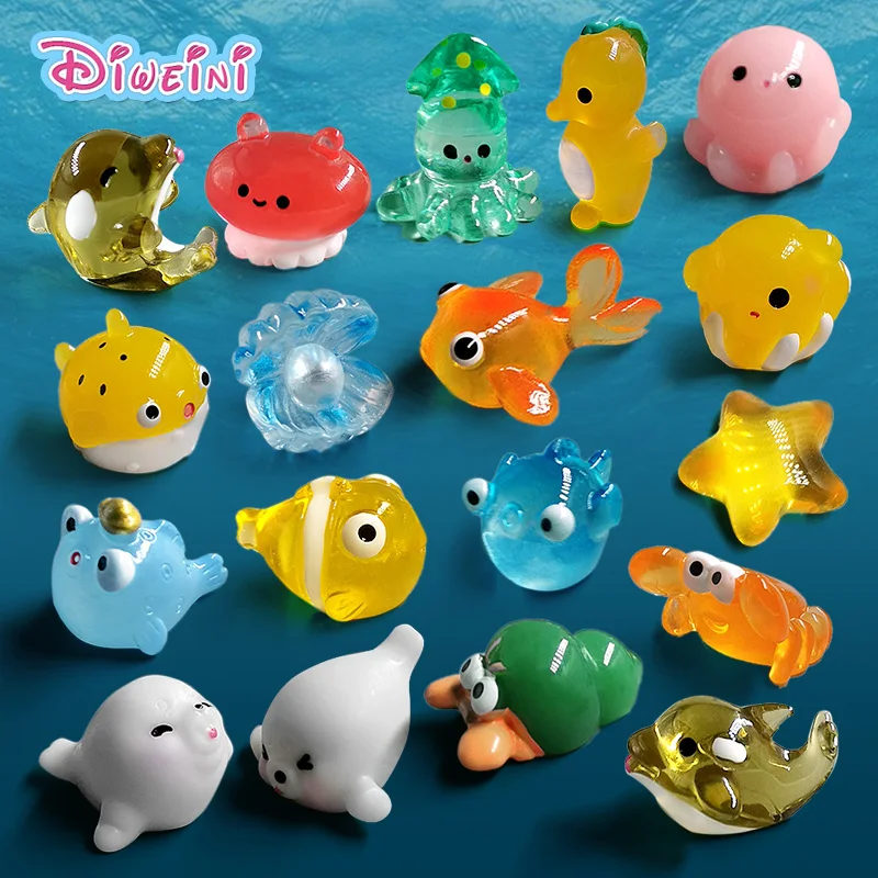 Jellyfish Cuttlefish Crab Sea Fish Model Action Figure Aquarium Figurine Diy Birthday Cake Fairy Garden Decoration Hot Toy Set