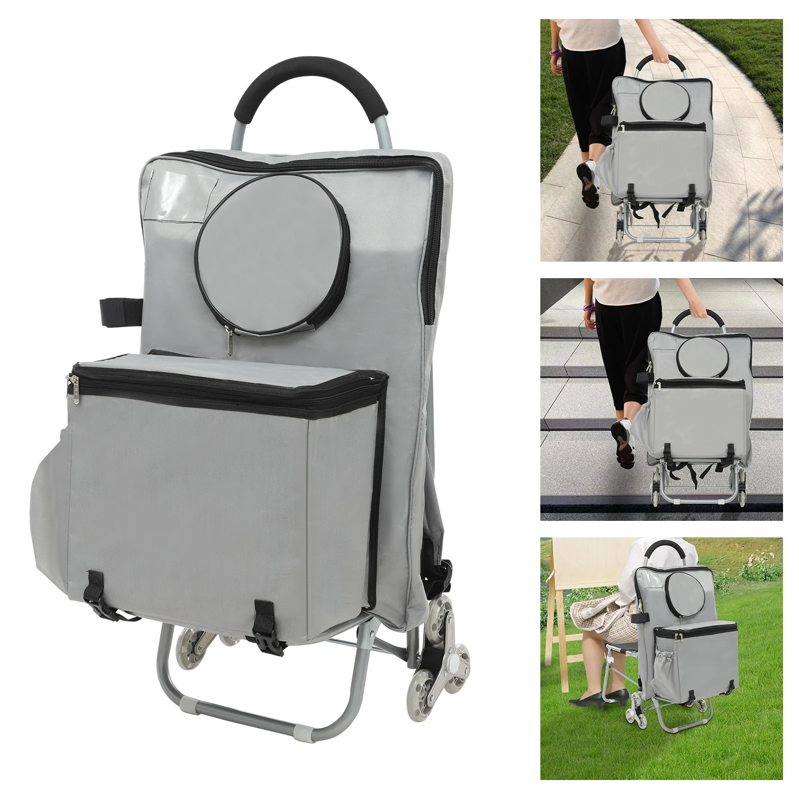 Art Cart Folding Wheeled Portable Rolling Chair Outdoors Multifunctional Sketch Easel Trolley Drawing Storage Bag