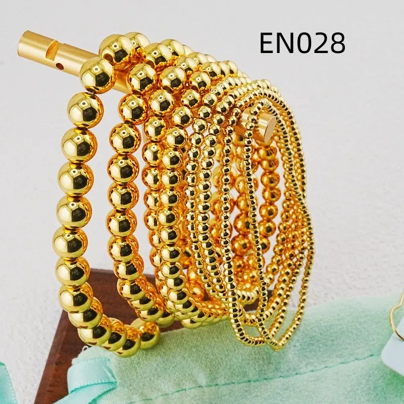VKVVA Gold-plated beads Charm Stretch Stackable Bracelet set of 8 pcs, Fashion Jewelry for Women Everyday Wear, Wedding Gifts