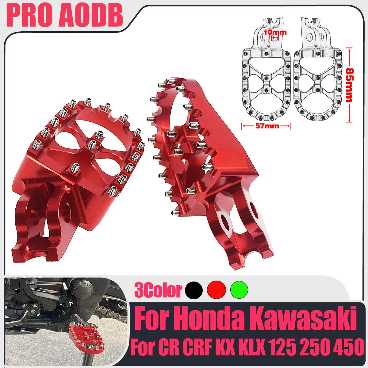 

MOTO Accessories Foot Rests Pegs Pedal Footrests For KAWASAKI KX500 250F 450F KLX110 KLX450R KX65 85 100 KX125 250 450 Dirt Bike