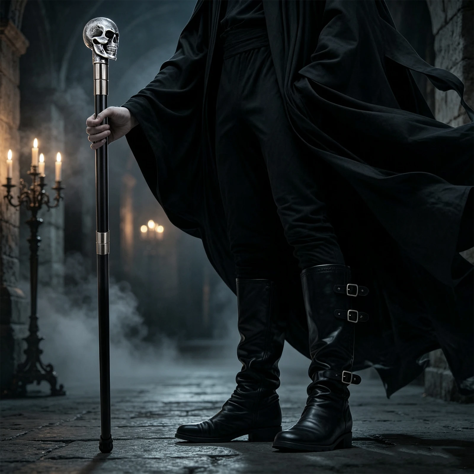 Silver Resin Skull Walking Cane Fashion Decorative Stick Elegant Cosplay Cane Knob Crosier 94cm Performance Stage Cane
