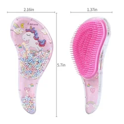 New Cute Hairdressing Comb for Kids Anti-knot Massage Flowing Bead Hair Comb Children Girls Dress Up Makeups Toy Gifts