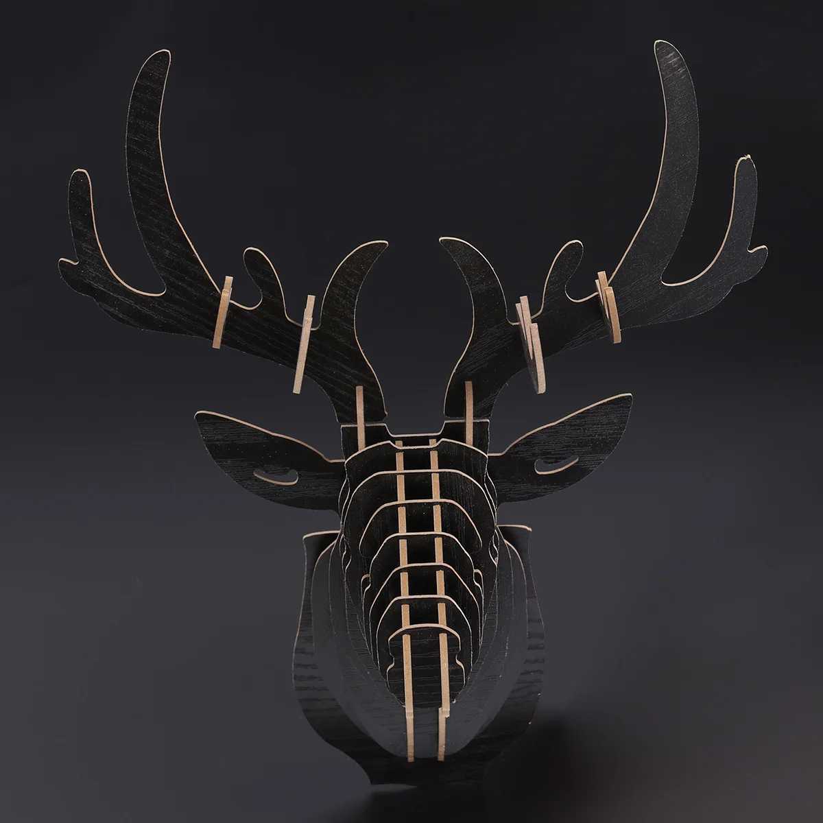 Colgador de pared con cabeza de alce 3D individual de madera, decoración de pared con patrón de alce tierno negro, tablero colgante para habitación y cocina, decoración del hogar