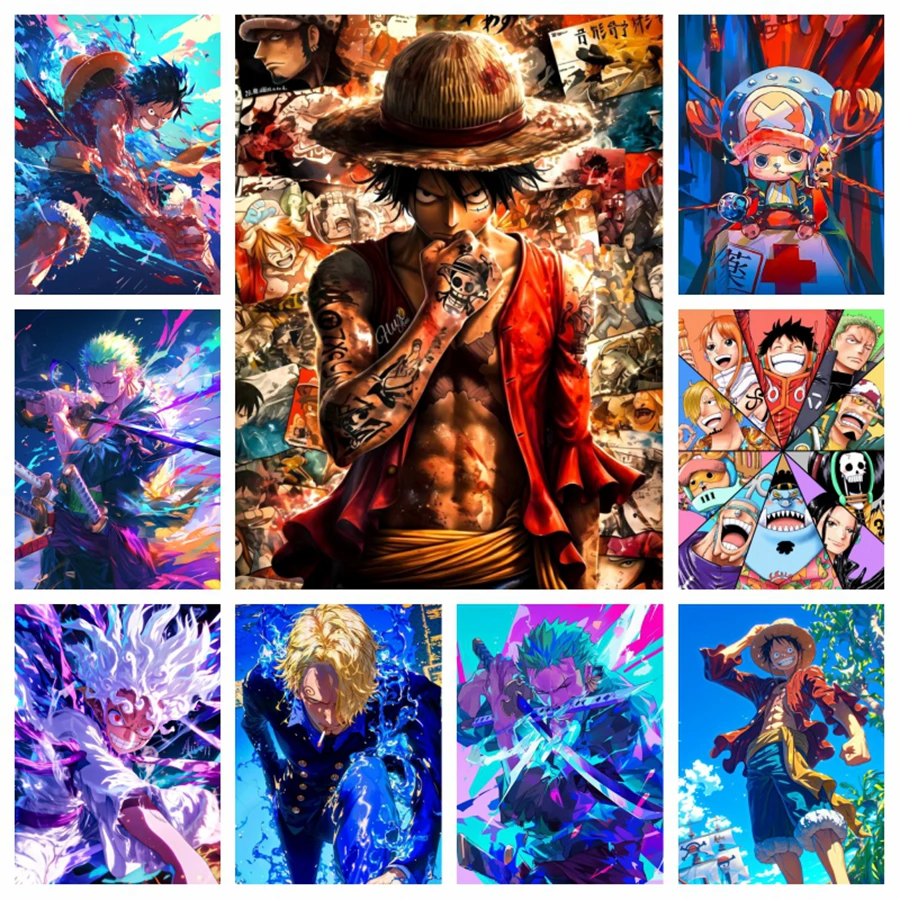 One Piece Anime Roronoa Zoro Diamond Painting Kits Monkey D. Luffy Sanji Usopp Chopper Robin Art Mosaic Cross Stitch Room Decor