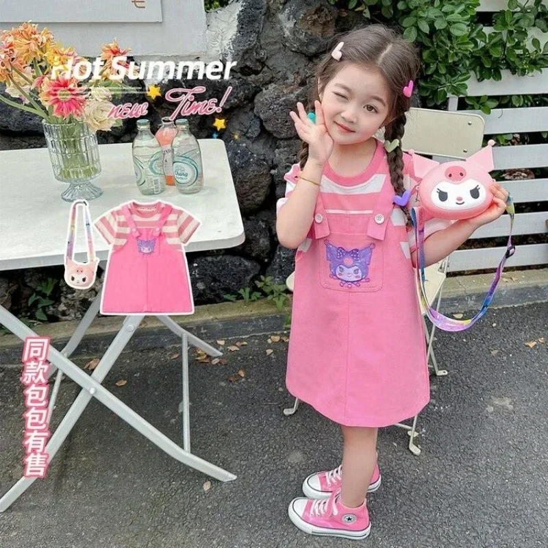 

Girly Heart Kawaii Sanrio Anime Cute Cartoon Short Sleeve Dress Summer Princess Suspenders Skirt Clothing Gifts for Girls