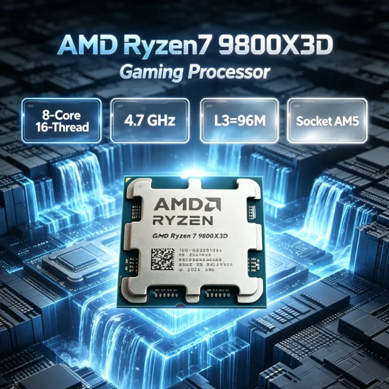 AMD Ryzen 7 9800X3D 4.7GHz Socket AM5 DDR5 Gaming Processor 8-Core 16-Thread L3=96M 120W R7 9800X3D 4NM