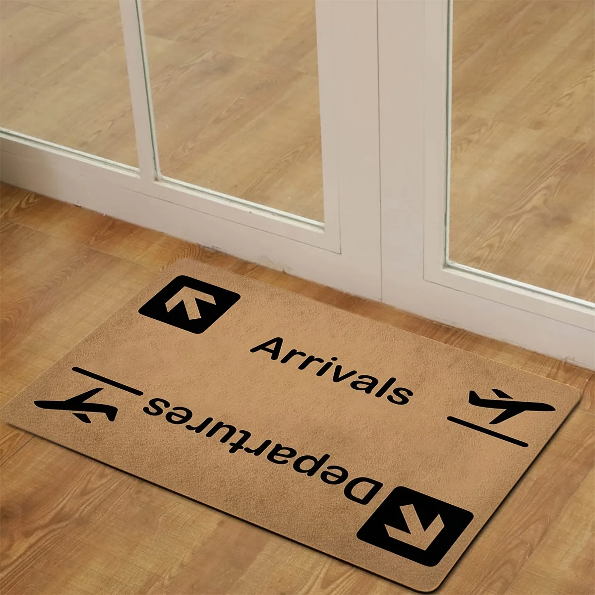 1pc Vintage Doormat - Heavy-Duty Indoor/Outdoor Welcome Mat with Arrivals & Departure Signs, Non-Slip Backing, Machine Washable