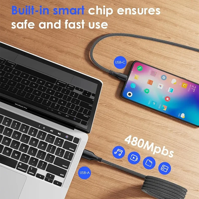 100W 6A Magnetic Suction USB A /USB C To Type C Fast Charge Data Cable Easy Storage For Samsung Xiaomi Phone Charge USB C Cord