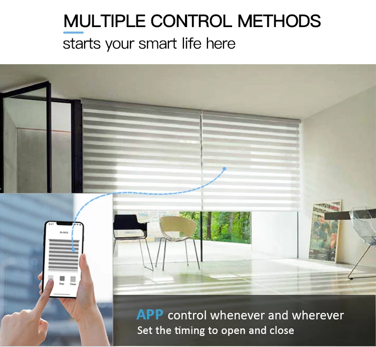 Affordable Electric Blackout Remote Control App Wifi Control Zebra Blinds