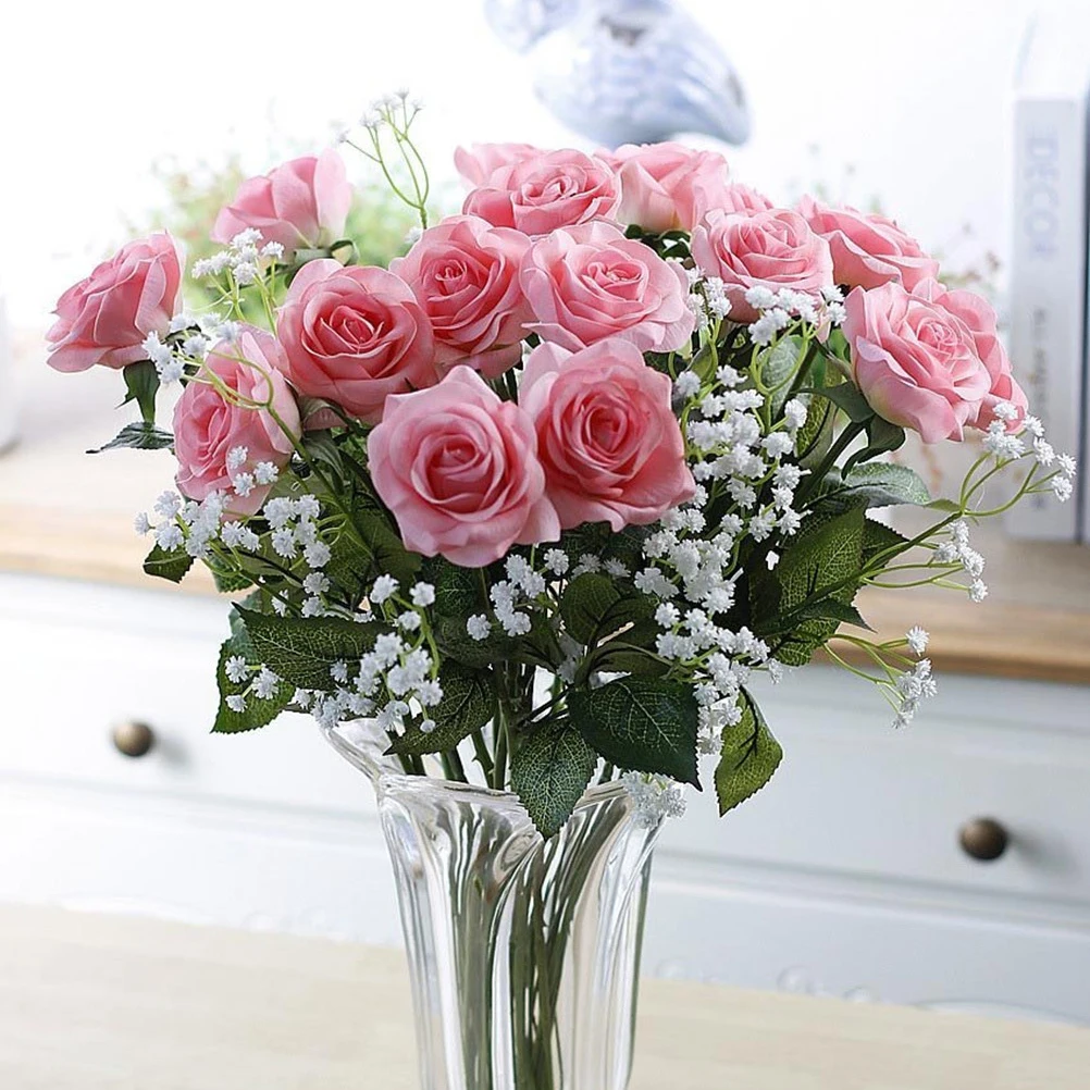 

9 Pcs Artificial Gypsophila Flower Bouquet Soft Rubber Baby Breath FlowersFlower Arrangement Decor Wedding Home Office