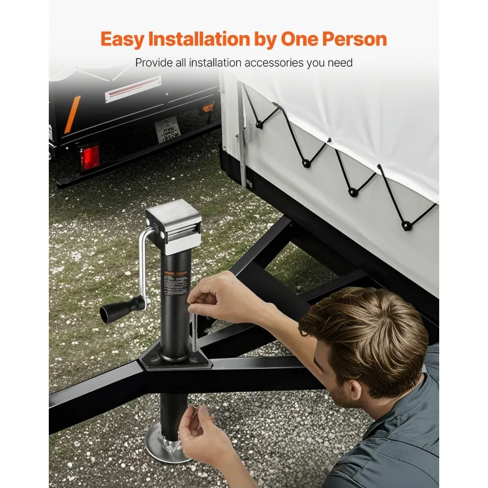 5000 Pound Capacity A-Frame Trailer Jack with 15 Inches Vertical Movement and Adjustable Legs for Various Trailer Types