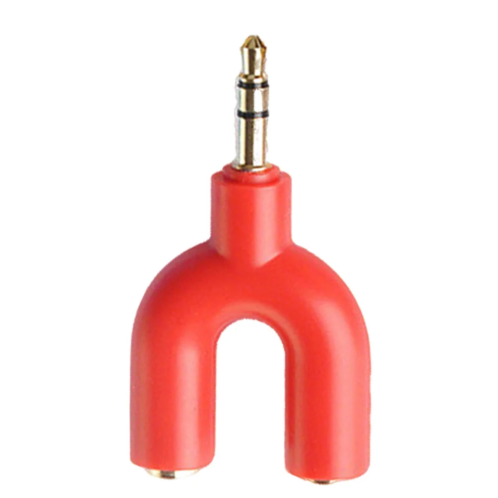 محول مقسم صوت ستيريو على شكل حرف U مقاس 3.5 مم لمشاركة سماعات الرأس وموصل الصوت المطلي بالذهب