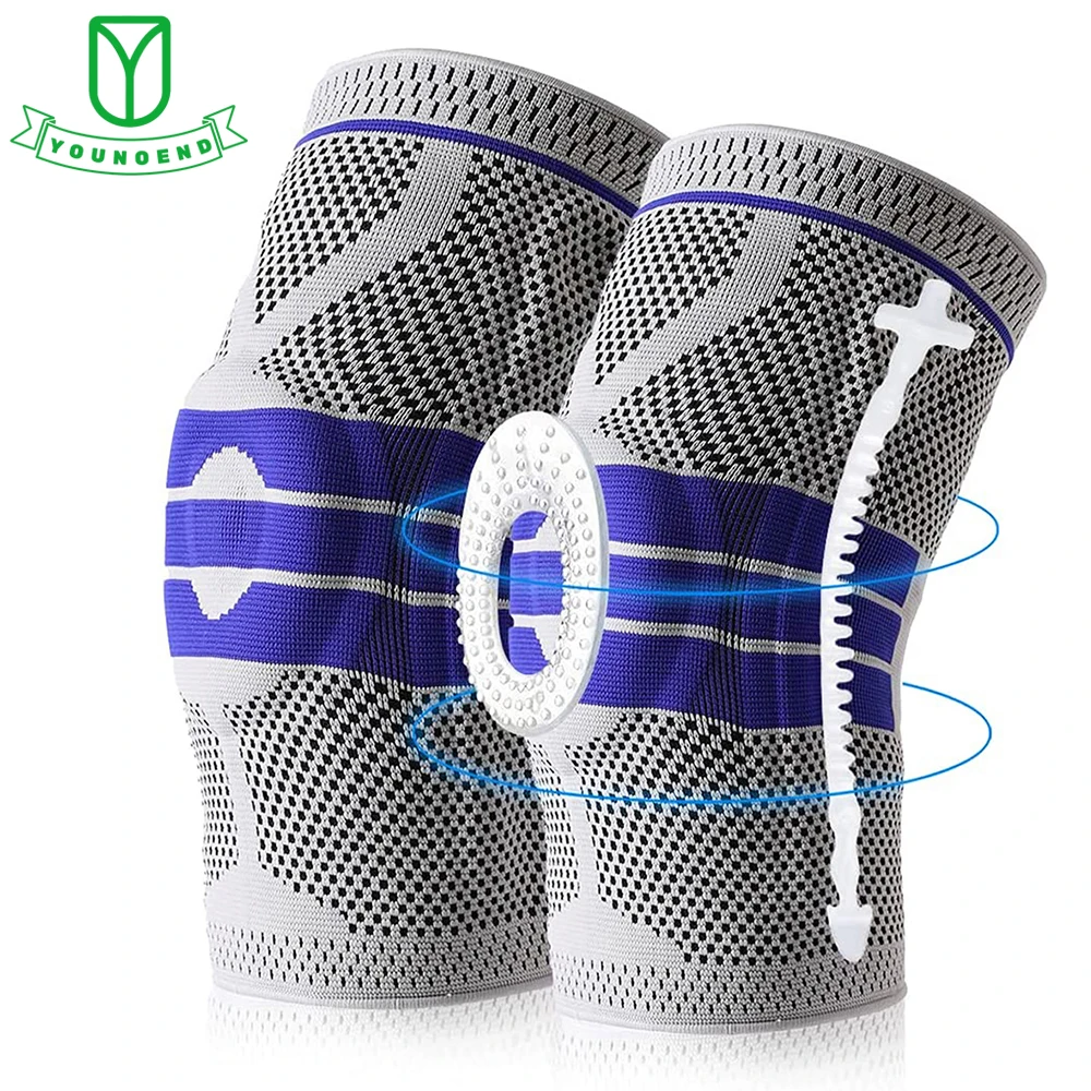 Silicone Padded Knee Pads Supports Brace Basketball Fitness Meniscus Patella Protection Kneepads Sports Safety Knee Sleeves