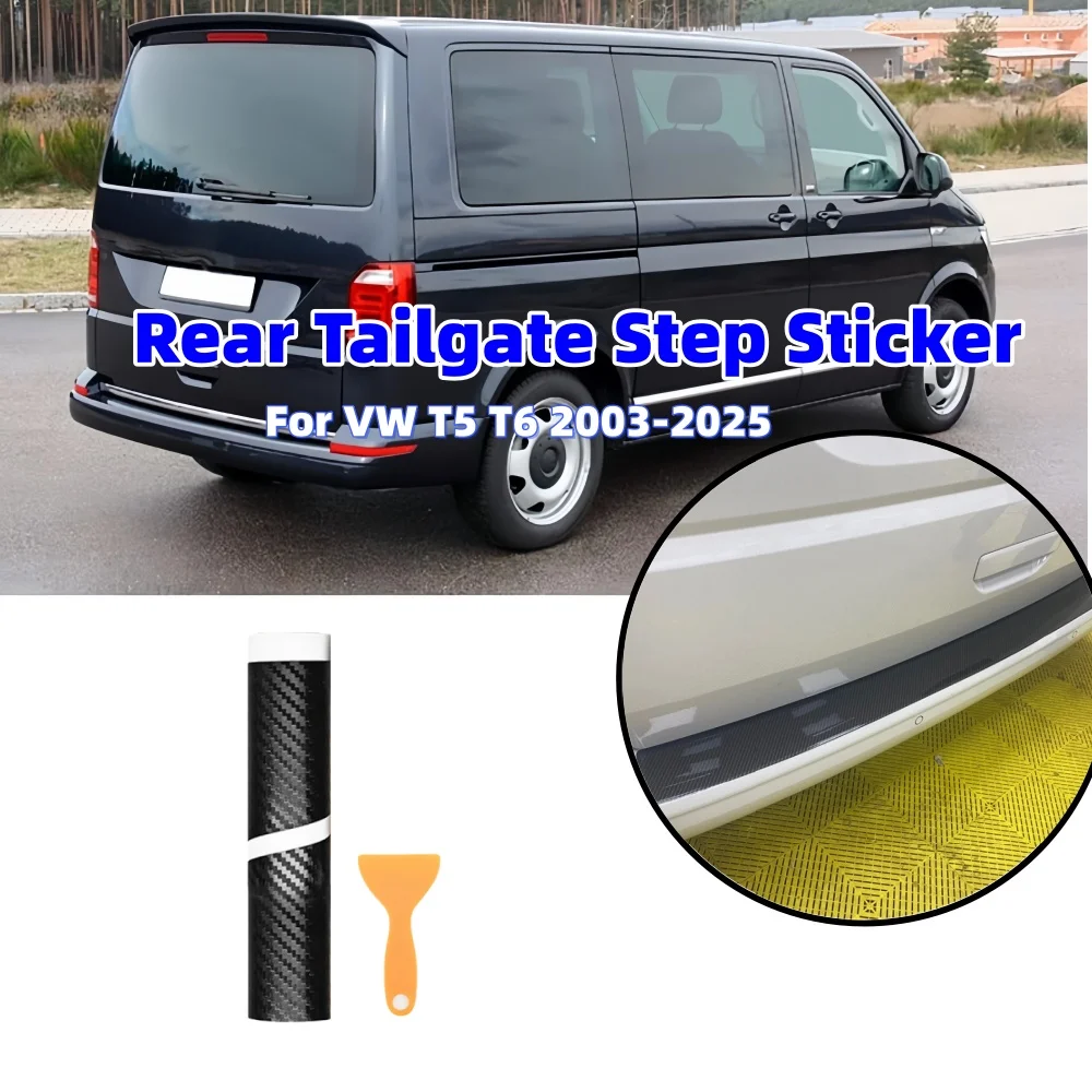 Rear Tailgate Step Sticker With Tool RV Decorative Guard Protection Bumper Protector Styling Mouldings For VW T5 T6 2003-2025