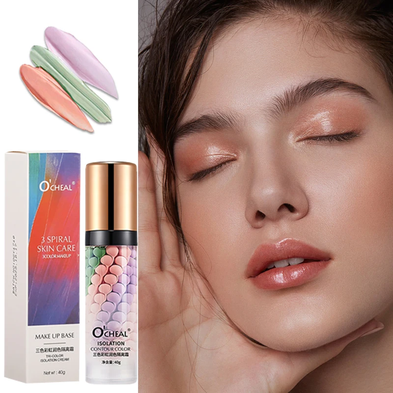 O''CHEAL ワンステップ 3 色スパイラル輪郭アイソレーションプライマー保湿クリームフェイスケアコレクターファンデーションメイクアップ化粧品