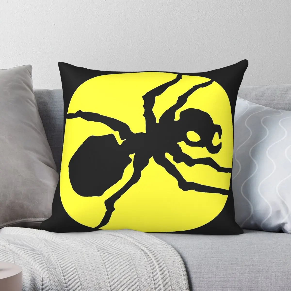 Techno Rave Ant Square Pillowcase Polyester Linen Velvet Pattern Zip Decorative Pillow Case Bed Cushion Cover Wholesale
