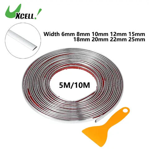 Uxcell Car Chrome Trim Molding Body Window Seal Rubbing Strip Bumper Anti-Collision Strip for Auto DIY Shiny Self-Adhesive Strip