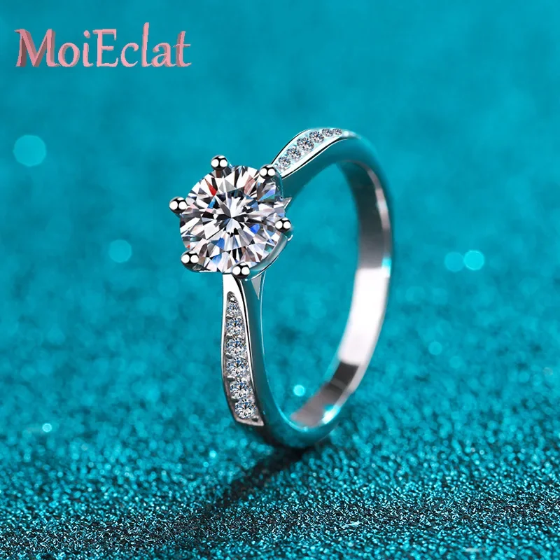 

Luxury Platinum Pt950 Ring, Dazzling 0.5/1/2/3 Carat Moissanite Diamond Korean Six Claws Micro-set Rings for Women Jewelry