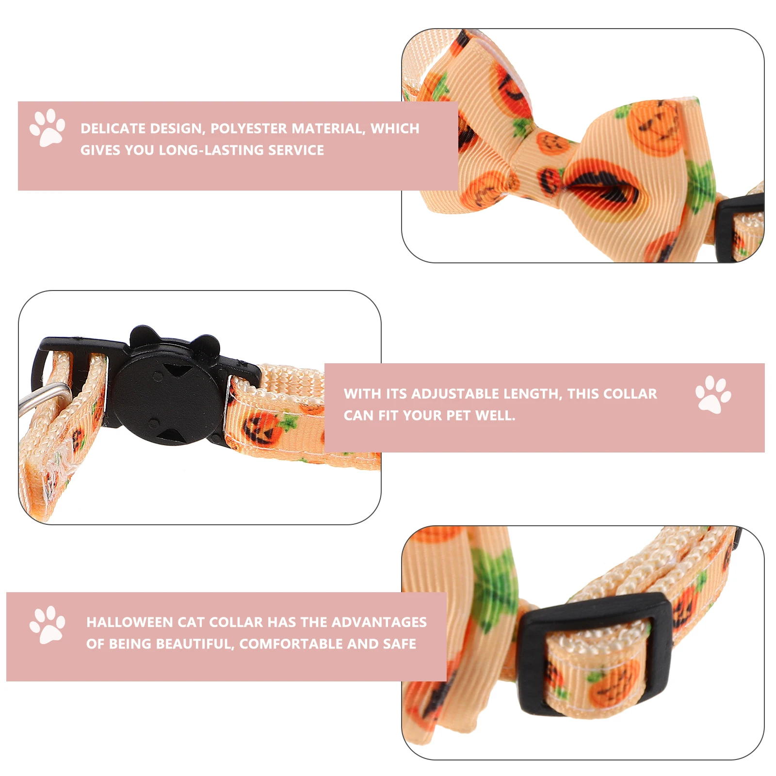 

Halloween Cat Collar Adjustable Dog Collar Bell Decorative Pet Neck Accessory For Puppy Rabbit Party Costume Bow Durable
