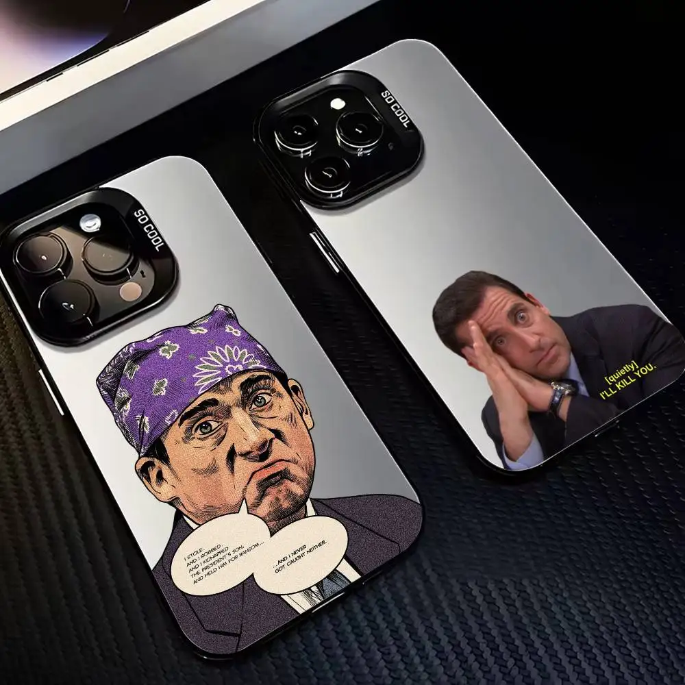 

M-Michael S-Scott The O-Office Phone Case For iPhone17,16,15,14,13,12,11,Pro,MAX Gray Matte Silicone Black Cover