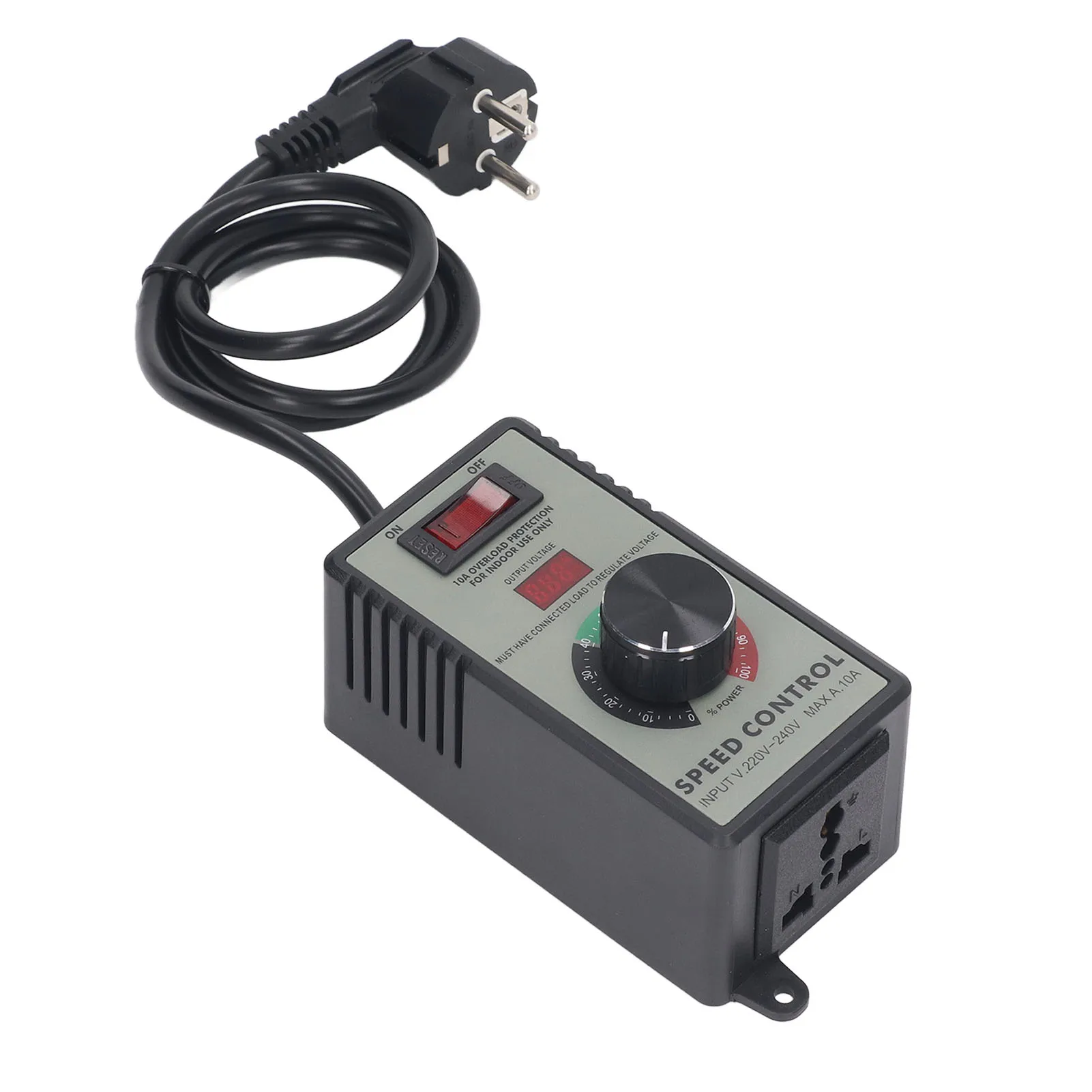 AC Motor Speed Controller Electric Fan Variable Voltage Regulator Switch With 10A Socket EU Plug AC220 to 240V 4000W