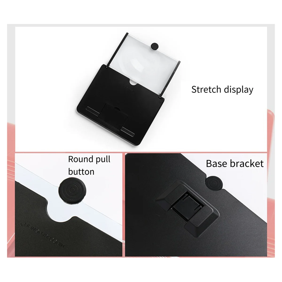 B51C 18 Inch 3D HD Mobile Phone Screen Magnifier Movie Video Stand Amplifier Desktop Phone Holder 3D HD Movie Video Stand,A