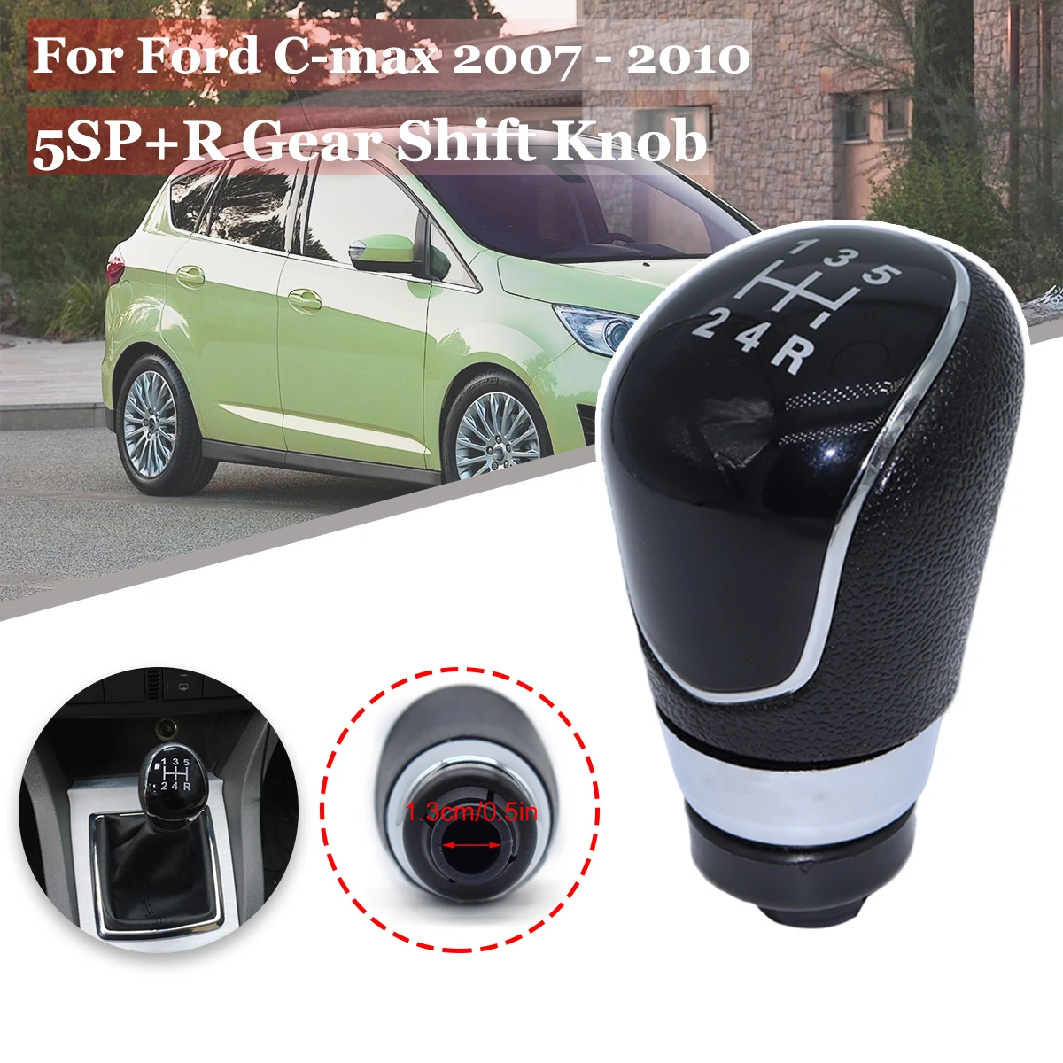 

5SP+R Gear Shift Knob For Ford C-max 2007-2010 Fiesta MK7 Focus MK2 FL Transit-Connect MT M12 Shifter Gearstick Lever Pen Handle