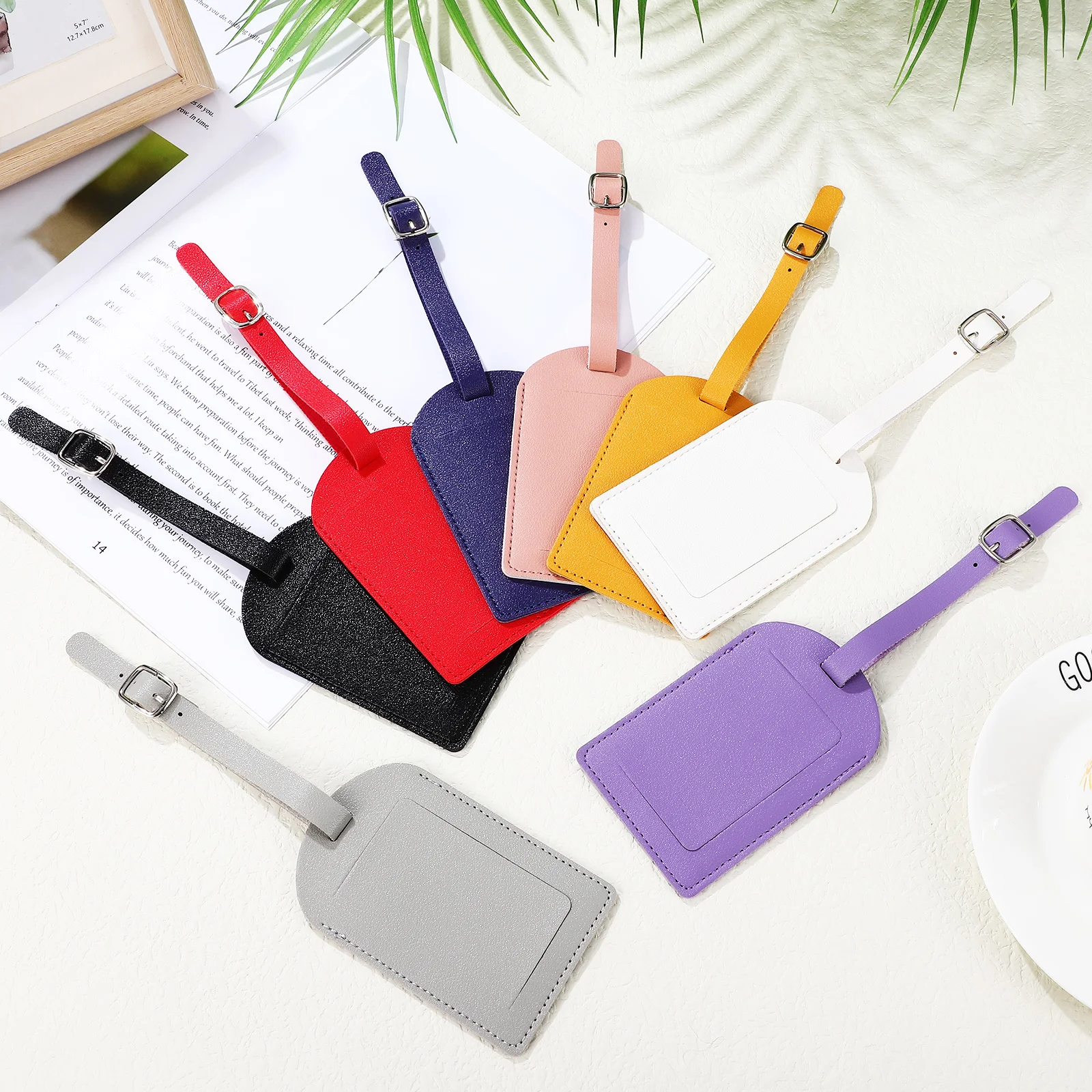 

8Pcs Luggage Tags Thicken PU Adjustable Flipping Lid Privacy Protection Travel Suitcase Label Baggage Tag Set