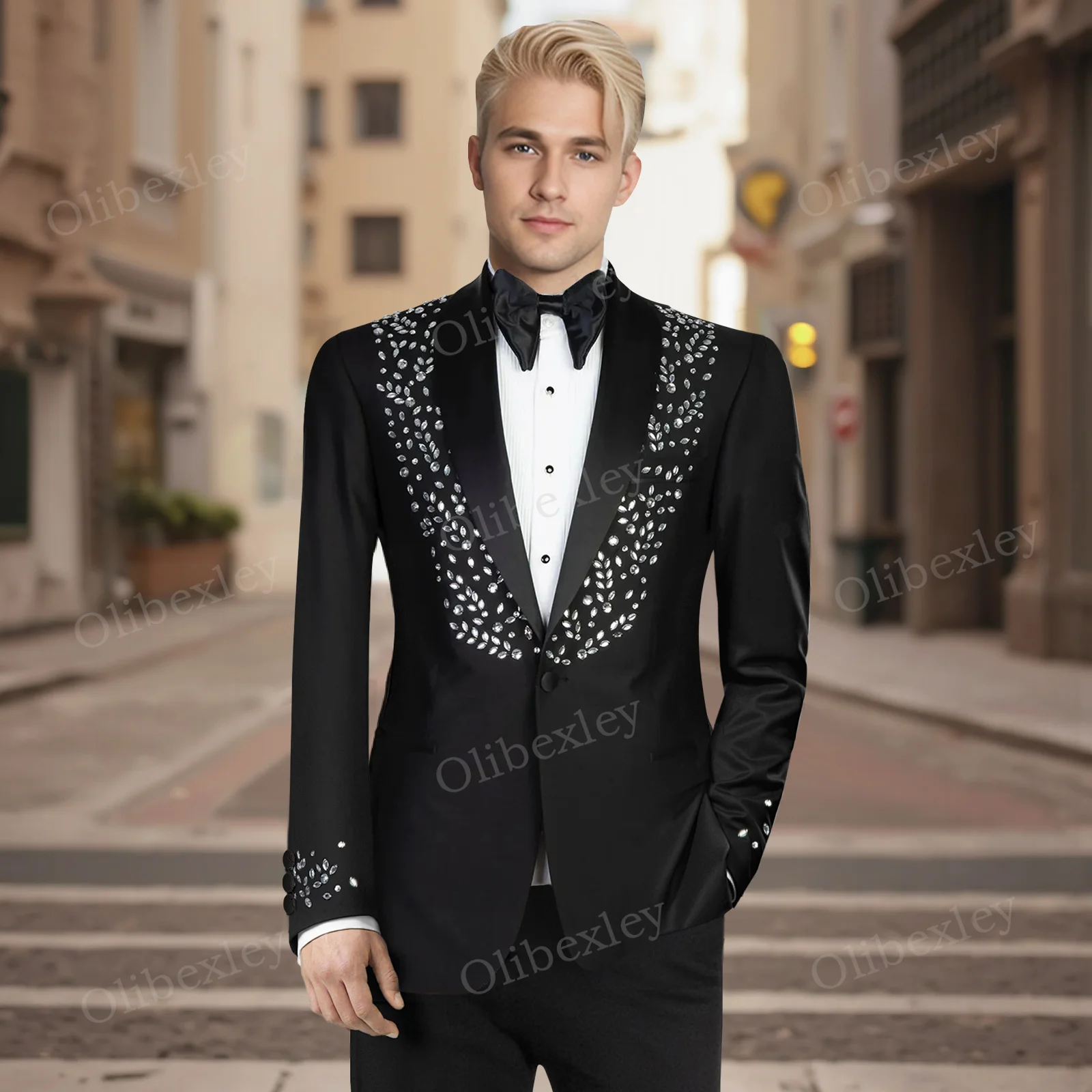 

Black tuxedos For Men Black Suits 2 Pieces Customized Elegante High Quality Slim Fit Men Suit For Wedding Groom Business Prom