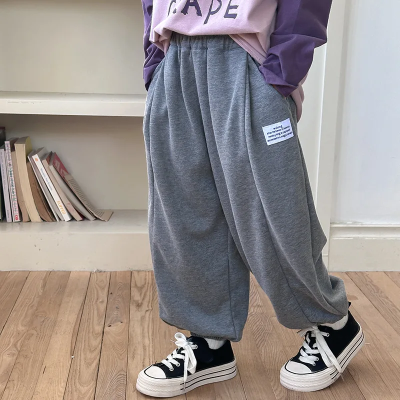 Girls Pants 2024 Autumn New Childrens Clothes Korean Style Boys and Girls Fashion Close Label Pants Casual Simple Daily