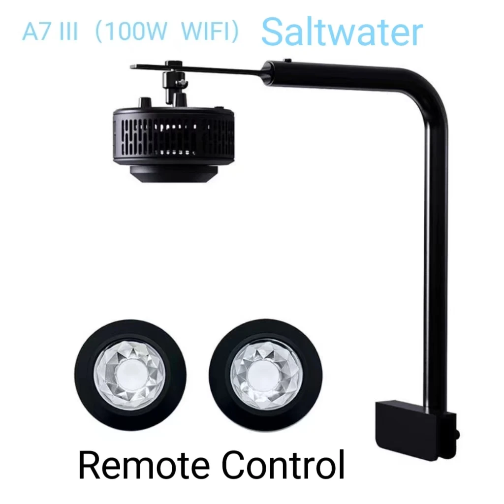 A7 III WiFi App Phone Auto Control Full Spectrum 100W Saltwater Marine LED Aquarium Light for Coral Reef Fish TankRemote Control