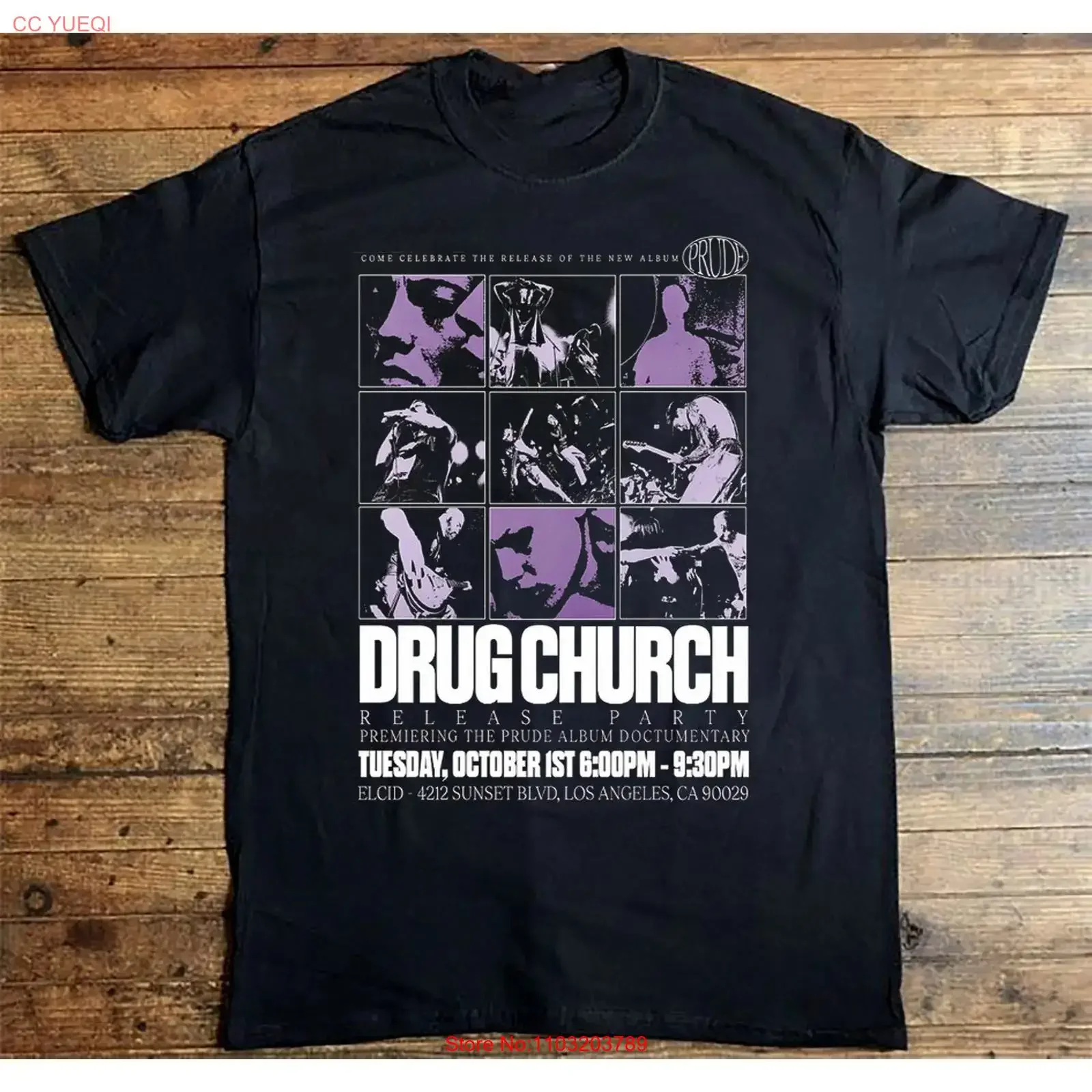 Iglesia de la droga 1 de octubre 2024 El Cid en Los Ángeles CA Tour camiseta negra todas las tallas FF2 vintage lavado gráfico homme elegante versátil