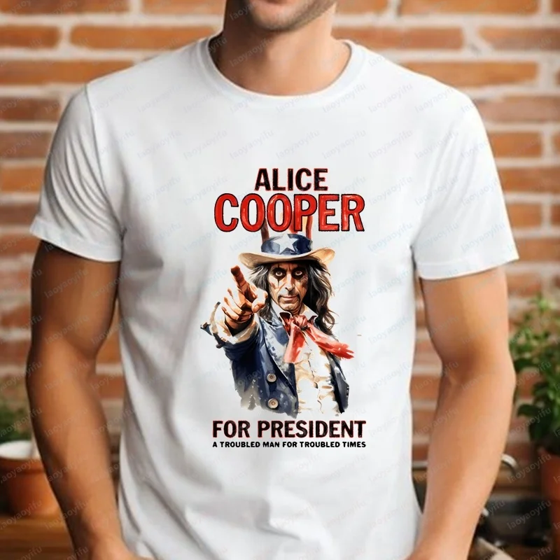Korean-style Commentary on Men's Vintage Clothing By Alice Cooper - Short-sleeved Comfortable T-shirts for Both Men and Women - view 2
