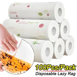 100/50Pcsl Kitchen Disposable Lazy Rag Scouring Pad Household Washable Dishcloth Eco-friendly Non-woven Oil-free Cleaning Cloth