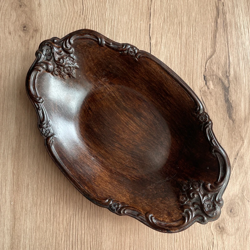 

Carved Decorative Tray, Vintage Jewelry Storage Plate, Dinner Plate, Household Resin Tea Tray