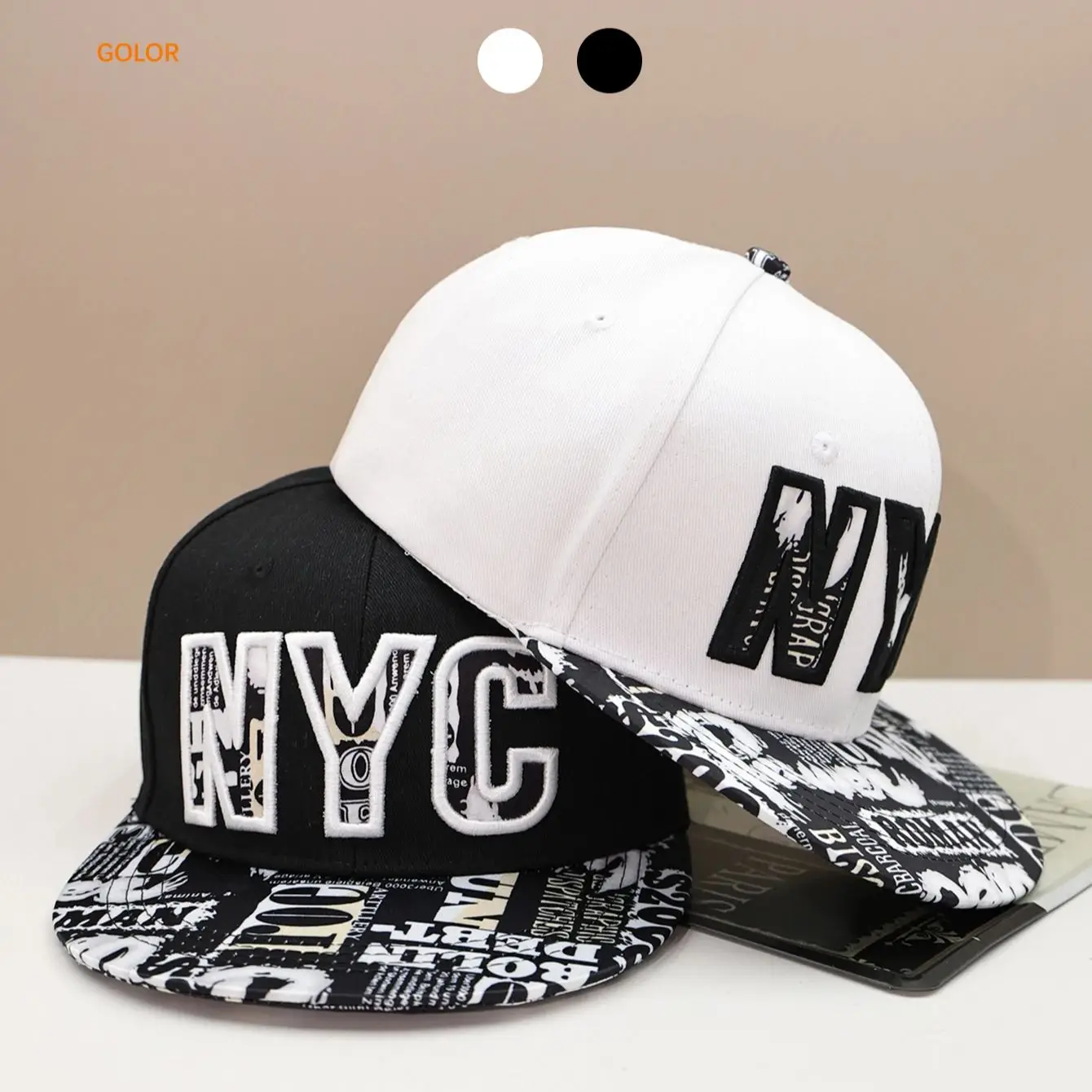 1pc new NYC embroidered baseball cap for men and women with graffiti flat brim floral brim hip-hop cap