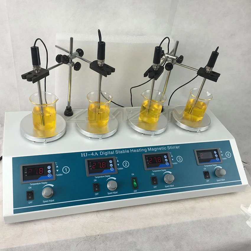 4-head Magnetic Heating Stirrer Lab Heating Mixer Digital Display 1600rpm Stepless Speed Adjustment Hotplate Mixer 110/220V