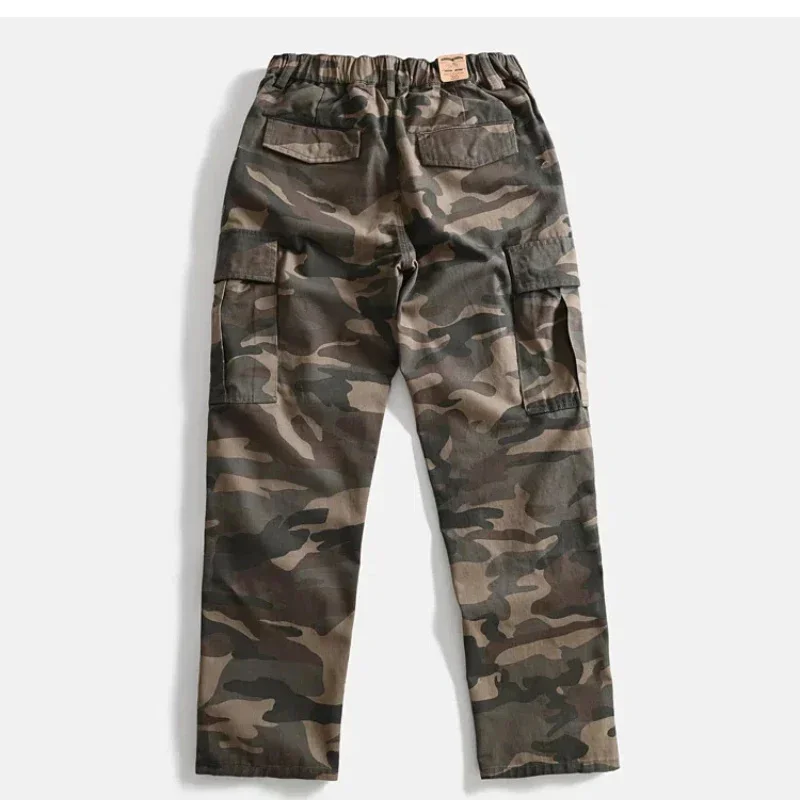 سراويل البضائع الرجالية ذات الساق المستقيمة الأمريكية المموهة من القطن الثقيل في الهواء الطلق متعددة الجيوب #2