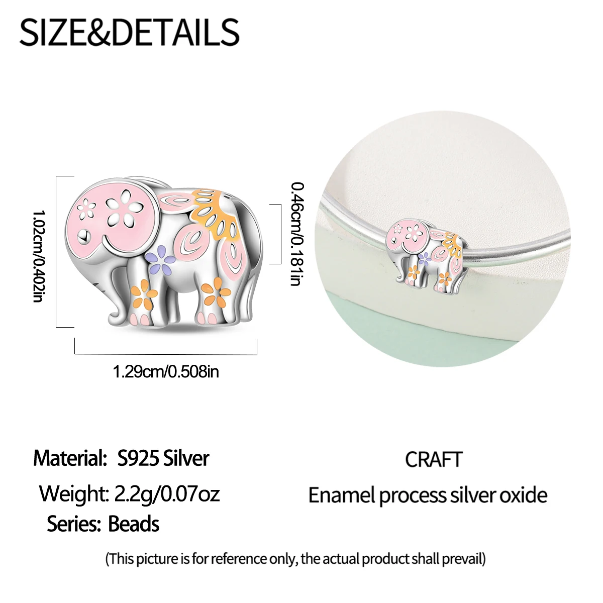 سحر الأصلي 925 الفضة مطلي الكرتون الطفل الفيل الخرز الحيوان الخرز صالح سوار Diy بها بنفسك غرامة هدية النساء مجوهرات حساسة أ