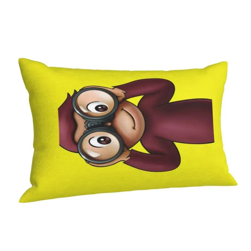 Custom Modern Curious George Cushion Cover Soft Monkey Manga Throw Pillow Case Rectangle