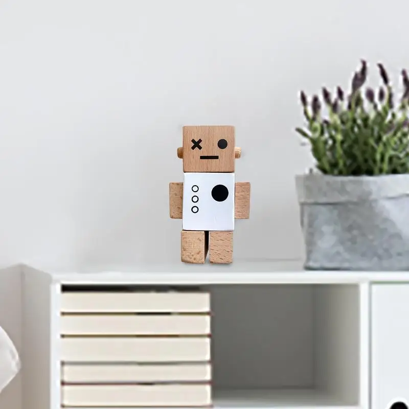 Figuras de acción de madera para niños, juguetes creativos ajustables y articulados, adorables, bloques de robots