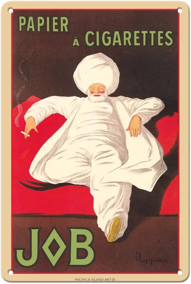 Pacifica Island Art JOB Rolling Papers Paris - Papier A Cigarettes - Vintage Advertising Poster by Leonetto Cappiello 1912-  Vin