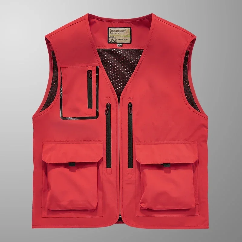 2024 Nieuwe Vest Heren Casual Outdoor Sport Mesh Ademend Mouwloos Werkjack Lente En Herfst Multi-Pocket Plus Size Vest